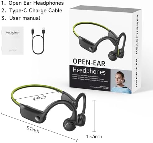 Revolutionize Your Workout with S101 Bone Conduction Headphones – Open-Ear Design, Bluetooth 5.2 Connectivity, 10-Hour Playtime, Waterproof for Running and Biking – Stay Aware and Active with Lightweight Sports Earbuds Featuring Built-In Microphone for Hands-Free Calls