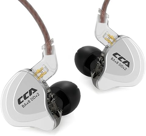 Experience Unmatched Audio Clarity with CCA C10 In-Ear Monitor Headphones – 10 Hybrid Drivers for Hi-Fi Sound, Noise-Isolating Comfort, and Detachable Cable for Musicians and Audiophiles – Perfect for Studio Recording and Live Performances