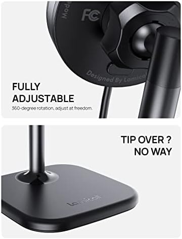 Lamicall All Lock Desktop Magnetic Wireless Charging Phone Mount(USB-C), Need Work with All Lock Airbag Case (Not Included) for iPhone or All Lock Universal Phone Snap Adaptor (Not Included) – Enhanced Compatibility and Speed