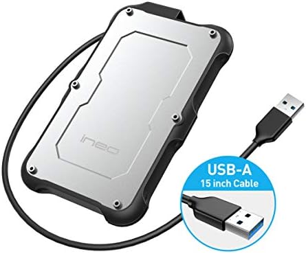 Rugged Waterproof & Shockproof 2.5″ External Hard Drive Enclosure – USB 3.0 Type-A SATA Adapter for 7 mm & 9.5 mm HDD/SSD – UASP Fast Data Transfer for PS4, PS5, Xbox – Tool-Free Installation for On-The-Go Storage