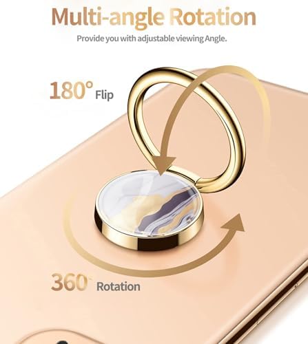 Blue Butterfly Marble Pattern Cell Phone Ring Stand – 360° Rotating Finger Holder for Secure Grip and Versatile Kickstand, Compatible with All Smartphones Including i Phone and Samsung Galaxy, Perfect for Magnetic Car Mounts