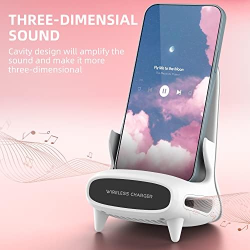 15 W Fast Qi Wireless Charger Stand with Sound Amplification – Stylish and Functional Gift for Men and Women, Ideal Birthday and Anniversary Present, Compatible with Various Smartphones, No AC Adapter Required – Elevate Your Charging and Audio Experience