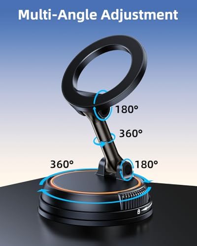 OATSBASF 360° Rotating Magnetic Car Phone Holder – Compact & Adjustable Smartphone Mount for i Phone 16-13 Pro Max Plus, Sleek Black Design – Enhance Navigation & Safety While Driving