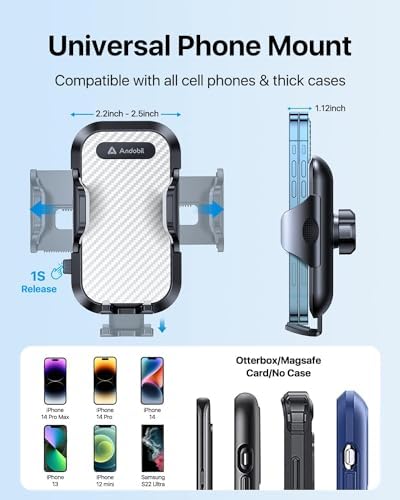Ultimate Stability and Convenience: andobil Universal Car Phone Holder with 360° Rotation, Ultra-Durable Metal Clip for Air Vent Mounting – Compatible with i Phone 16/15/14/13/12 Pro Max & All Major Android Devices, Enhanced Safety Features for Hands-Free Navigation