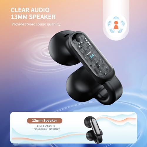 Premium Clip-On Bluetooth 5.4 Earbuds | Open Ear Sport Headphones with 35-Hour Battery Life for All-Day Listening | Ultra-Lightweight Wireless Earphones Featuring Crystal-Clear Voice Calls & Integrated Microphone | Ideal for Fitness and Outdoor Adventures (Sleek Black)