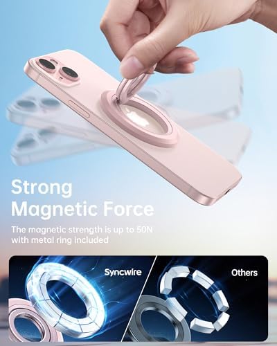 Syncwire Magnetic Phone Ring Holder – Titanium Alloy Kickstand for i Phone 12-16 Pro Max & Compatible Android Devices – Ergonomic Design, Enhanced Mag Safe Stability, Lightweight Grip for Ultimate Hands-Free Convenience
