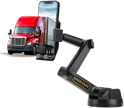 Heavy-Duty Truck Phone Mount – Secure Dashboard & Windshield Holder for i Phone/Samsung – Adjustable Suction Cup Design for Semi-Truck Accessories – Enhance Safety & Navigation Experience on the Road