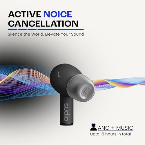 Sudio A1 Pro Wireless Earbuds – Premium Bluetooth 5.3 Noise Cancelling Earphones, Waterproof Design with Touch Control, Stylish Purple Finish, Ideal for Music Lovers and Active Lifestyles, Enhanced Comfort and Sound Quality with Compact Charging Case