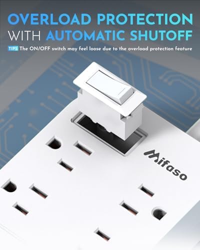 Versatile 10 Ft Braided Power Strip with Flat Plug – 4 Outlets & 3 USB Charging Ports for Effortless Device Management, Overload Protection, and Space-Saving Wall Mount Design for Home and Office Use