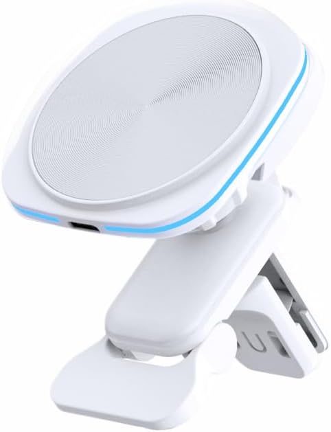 15 W Fast Magnetic Wireless Car Phone Mount for i Phone 12-15 Series – Sleek Automotive Charger Holder with One-Handed Operation and Blue Light Indicator for Safe Navigation and Quick Power-ups – Essential Driving Accessory