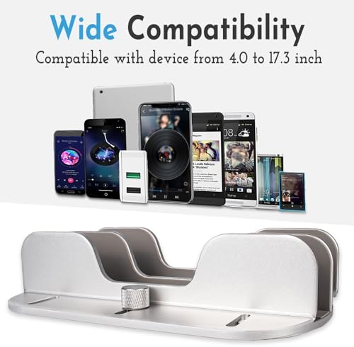 Dual-Slot Adjustable Vertical Laptop Stand for Desk – Maximize Workspace Efficiency with Enhanced Compatibility for Mac Book, Chromebook, Surface, Dell, and i Pad – Ergonomic Design for Improved Posture and Clutter-Free Organization