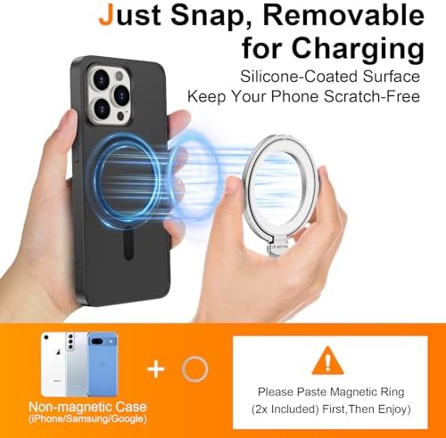 Revolutionary Magnetic Phone Grip Stand for i Phone 16 Series – 2-Pack Magsafe Kickstand & Ring Holder for Secure Handling, Effortless Wireless Charging, & Hands-Free Viewing – Compatible with i Phone 15 & 16 Models – Elevate Your Smartphone Experience with Durable Design & Sleek Aesthetics