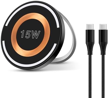 Samsung Galaxy S24 Ultra Wireless Charging Stand – 15 W Magnetic Fast Charger for Galaxy S24, S23 FE, S22, S21, S20, Z Flip/Fold 6 & i Phone 15/14/13/12 Pro Max – Stylish & Efficient Charging Station with Safety Features
