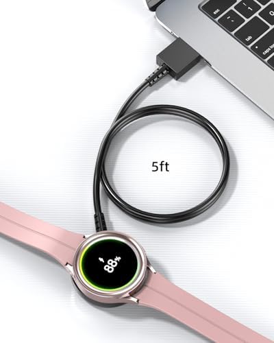 Upgrade Your Charging Experience: 5 FT Dual-Pack Samsung Galaxy Watch Charger – High-Speed USB Cable for Galaxy 7/6/5/4/3/Active Ultra/FE – Durable Design for Maximum Power Efficiency & Versatile Use