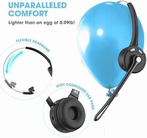 Caymuller V5.1 Wireless Bluetooth Headset with Advanced Noise-Canceling Microphone – Premium On-Ear Headphones for Crystal Clear Calls and Immersive Music Experience, Ideal for Professionals, Gamers, and Trucker Use, Effortless Compatibility with Laptops and Communication Apps like Skype, Enhanced Mute Function for Office Environments