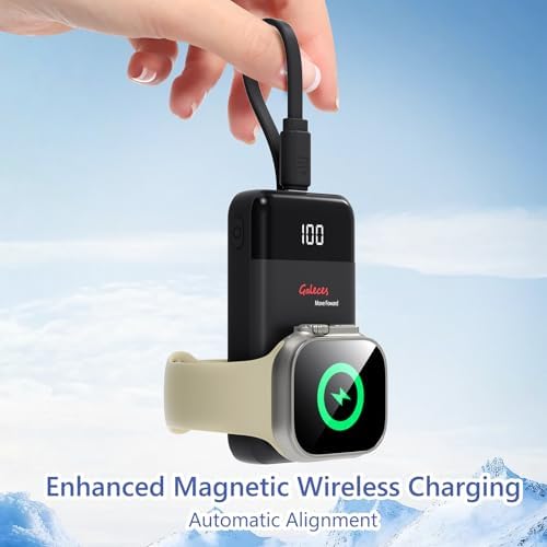 Compact 3000 m Ah Wireless Magnetic Charger for Apple Watch & i Phone – Fast Charging Power Bank with Built-in USB-C Cable, Perfect Travel Gift for SE/Ultra/1-9 Series & i Phone 15/16, Sleek White Design for Effortless Power On-the-Go