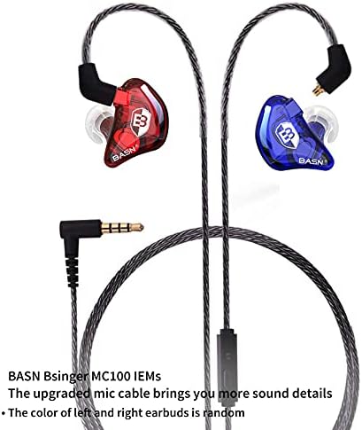 BASN BC100 Brown Dual Dynamic Driver IEM Earphones with Detachable MMCX Cable – Premium Musicians’ In-Ear Monitors for Studio and Live Performance, Enhanced Noise Isolation and Comfort