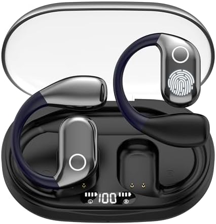 OWS M82 Open Ear Wireless Earbuds – Cutting-Edge Bluetooth 5.3 with 55-Hour Battery Life for Extended Enjoyment, Powerful Deep Bass for Music Lovers, Ergonomic Over-Ear Fit with Secure Earhooks for Active Lifestyles, Advanced ENC Noise-Canceling Mic for Crystal Clear Conversations, Perfect for Fitness and Outdoor Enthusiasts (White) – Elevate Your Listening Experience with Superior Comfort and Premium Sound Quality