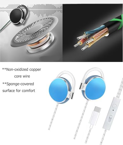 Elevate Your Sound Experience with C-YOUNG USB-C Over-Ear Sports Earbuds – Engineered for Small Ears, Featuring Ergonomic Design, Integrated Microphone, and User-Friendly Volume Control for i Pad and Android Devices, Ensuring Superior Comfort and Exceptional Audio Quality During Your Workouts