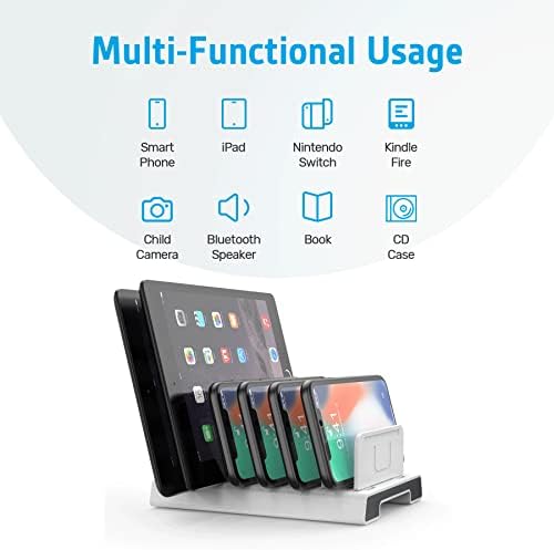 Unitek Universal Adjustable Multi-Device Organizer Dock Stand – Versatile Holder for i Phone, i Pad, Kindle, Fire Tablet, Samsung Galaxy & More – Non-Slip Base & Lightweight Design for Home, Office & Travel – Optimize Device Clutter with Enhanced Viewing Angles