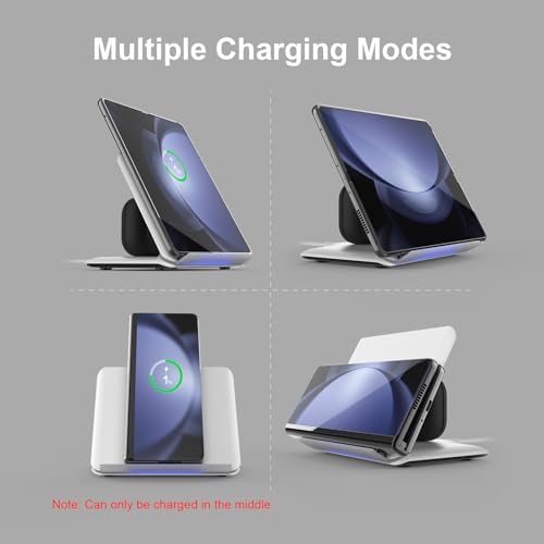 Fast Wireless Charging Pad for Samsung Galaxy Z-Fold Series – 15 W 2-in-1 Charger with PD Adapter for Galaxy Z Fold 6/5/4/3, S24/S23/S22, Note20 Ultra, and Galaxy Buds2 Pro/2/Live – Sleek White Design for Enhanced Compatibility and Efficiency – Perfect for Busy Lifestyles