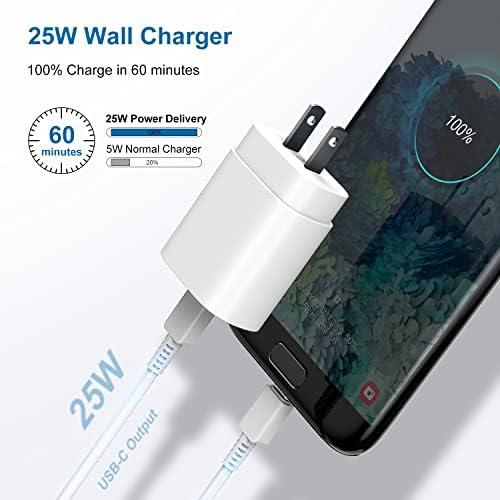 Ultra-Fast 25 W PD Type C Charger Duo with 6 ft USB-C Cables – Essential Charging Set for Android Galaxy S25, S24, S23, S22, S21, Note Series – Compact Design, Enhanced Safety Features, Ideal for Home & Travel