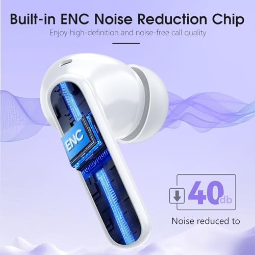 Unleash Superior Audio Performance with Sea Blue Wireless Earbuds – Featuring Bluetooth 5.3 for Rapid Connection, 40-Hour Endurance, Deep Bass Enhancement, and Noise Cancelling Technology – IP7 Waterproof for All-Weather Use with i Phone & Android Compatibility