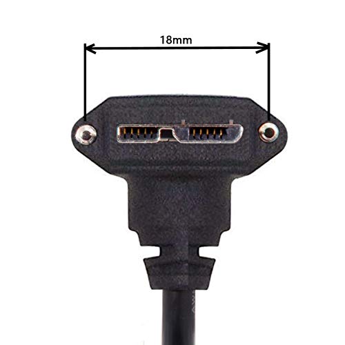 Chenyang 90-Degree Micro USB 3.0 Cable – Type A Male to Micro B Male, 3 M High-Speed Connector for Industrial Cameras & Devices, Enhanced Durability with Mount Panel Screws, Perfect for Tight Spaces and Optimal Cable Management