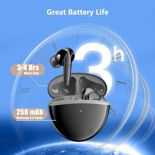 Elevate Your Audio Experience with True Wireless Active Noise Cancelling Earbuds – Bluetooth Headphones Featuring Built-In Microphone for Hands-Free Calls, Ergonomic Comfort, Extended Battery Life, and Perfect Compatibility with i Phone & Android for Workouts and Everyday Use