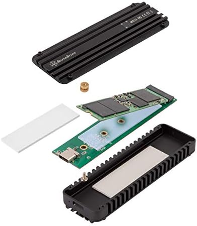 Silverstone MS12 Aluminum NVMe M.2 SSD Enclosure – 20 Gbps USB 3.2 Gen 2 x2 for Ultra-Fast Data Transfer, Sleek and Durable Design for Portable Storage Solutions, Perfect for Gamers and Professionals