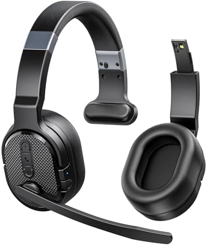 Professional Trucker Bluetooth Headset with 50+ Hours of HD Talk Time and Superior Noise Cancellation – Versatile Dual & Single Mode for Seamless Communication at Home, Office, or On-the-Go (Sleek Silver Finish) – Effortless Pairing and Broad Device Compatibility for Unmatched Convenience and Performance