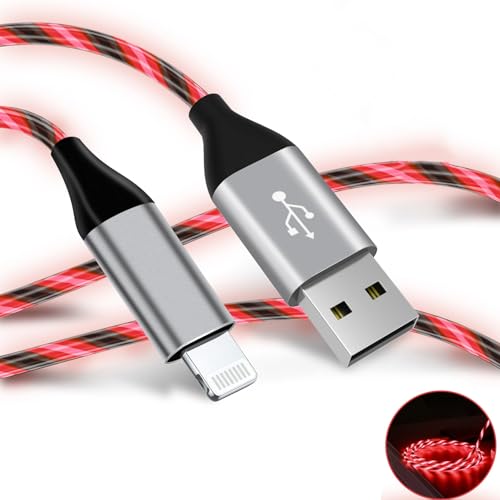 Illuminate Your Charging Experience: 6 ft LED Light-Up MFi Certified i Phone Charger Cable – Fast Charging for i Phone 14, 13, 12, 11 Pro Max, XR, X, SE, 8 Plus, i Pad & i Pod (Vibrant Purple) – Stylish, Durable, and Convenient Performance