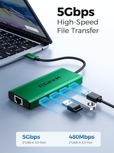 Unlock Seamless Connectivity with the QGee M 9-in-1 USB C Hub – The Ultimate Multi-Port Adapter for High-Speed Data Transfer, 4 K HDMI Output, and 100 W Power Delivery – Perfectly Compatible with Mac Book Pro, Air, i Pad, Dell, HP, Lenovo, and Chromebook – Compact, Stylish Blue Design for On-the-Go Professionals and Creatives