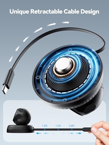 NEWDERY Retractable USB-C Smartwatch Charger Dock: Portable Charging Solution for Pixel Watch 3, 2 & Fitbit Sense 2/Versa 4, 3 – Effortless Power for Active Lifestyles with USB A Adapter & Tangle-Free Design – Essential Smartwatch Accessory for On-the-Go Users