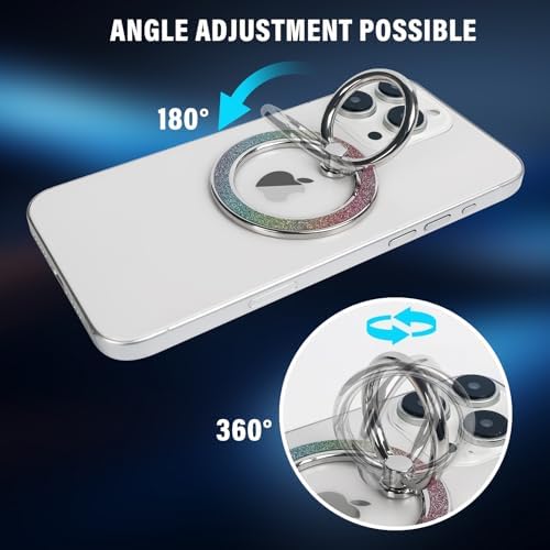 Glamorous Guppy Magnetic Phone Ring Holder – 360° Rotating Glitter Grip for i Phone 12-16 Pro Max – Stylish Mag Safe-Compatible Accessory for Enhanced One-Handed Control – Elevate Your Mobile Experience with Secure Stability and Chic Design
