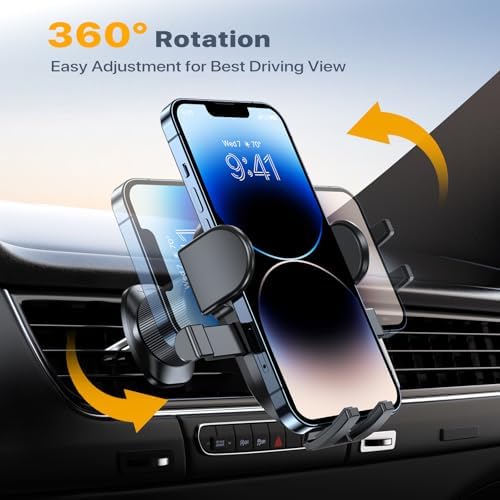Miracase Universal Car Vent Phone Holder – Enhanced Non-Slip Clip for Safe Smartphone Mounting, Hands-Free Navigation & Communication, Compatible with All Models Including Latest i Phones – Sleek Grey Design for Ultimate Driving Safety and Ease