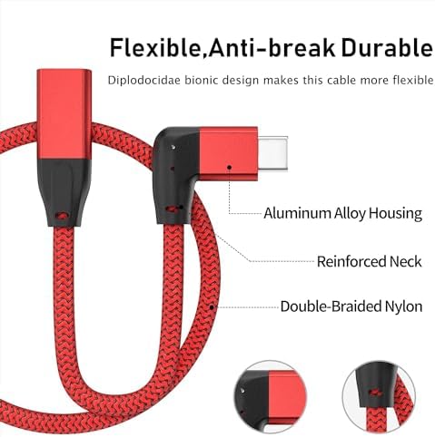Effortlessly Enhance Your Connectivity with Use Bean 0.6 FT Right Angle USB C Extension Cable 2-Pack – 90-Degree Gen2 20 Gbps Fast Data Transfer for i Phone 16/15, Mac Book, i Pad Pro/Air, Galaxy S25/S24 – Perfect for Tight Spaces and Seamless Charging Solutions
