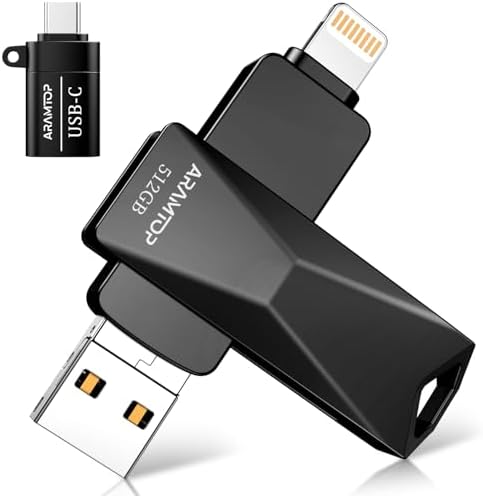 512 GB Photo Stick USB Drive – Ultimate Memory Expansion for i Phone, i Pad, Android, and PC – Fast Data Transfer & Plug-and-Play Convenience – Sleek Black External Storage Solution for Effortless File Management