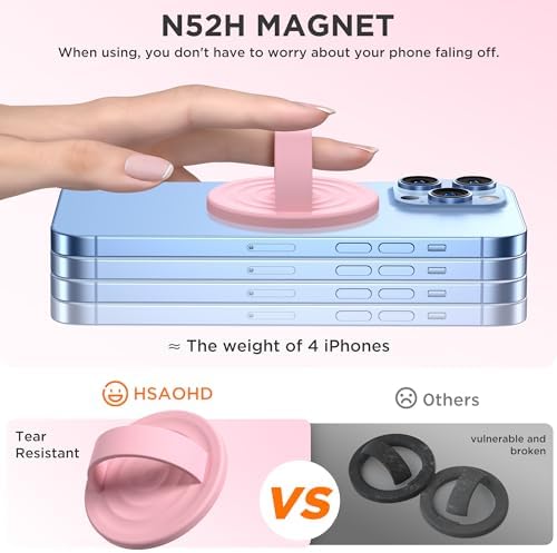 Upgraded Magnetic Phone Grip for i Phone: Premium Silicone Loop Holder with Mag Safe Compatibility – Ergonomic 360-Degree Stand, Non-Slip Design in Sleek Black for Enhanced Comfort and Secure Handling on i Phone 16/15/14/13/12 Pro Max/Plus