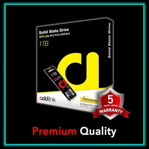 Unleash Gaming Excellence with Addlink S70 Lite 1 TB SSD – Blazing 3200 MB/s Speeds, M.2 2280 PCIe 3.0 NVMe Storage for Gamers & Creators, Built-In 3 D NAND Technology for Unmatched Reliability and Performance Boost