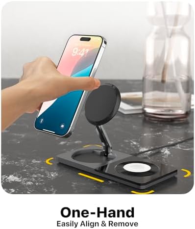Ultimate 3-in-1 Wireless Charging Station for Apple Devices – Fast Mag Safe Charger for i Phone 12-16, Air Pods & Apple Watch with Foldable Stand – Travel-Friendly, Space-Saving Solution for Home & Office Decor