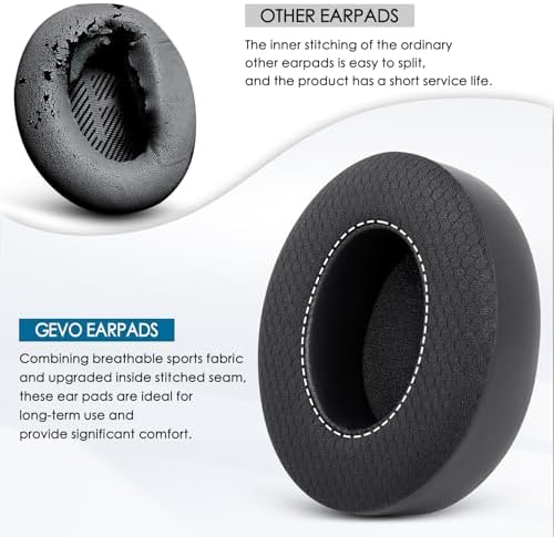 Enhance Your Audio Experience with GEVO Replacement Earpads for Beats Studio 2 & 3 – Premium High-Density Noise Isolation Foam & Breathable Mesh Fabric for Unmatched Comfort & Sound Quality – Ideal Fit for Wired & Wireless Headphones in Elegant Black