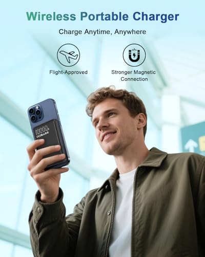 Ultra-Slim Magnetic Wireless Power Bank 10000 m Ah – 20 W PD Fast Charging for i Phone 16/15/14/13/12 & Samsung Devices – Effortless Magnetic Alignment for On-the-Go Power Solutions – Universal USB-C Compatibility for All Your Charging Needs
