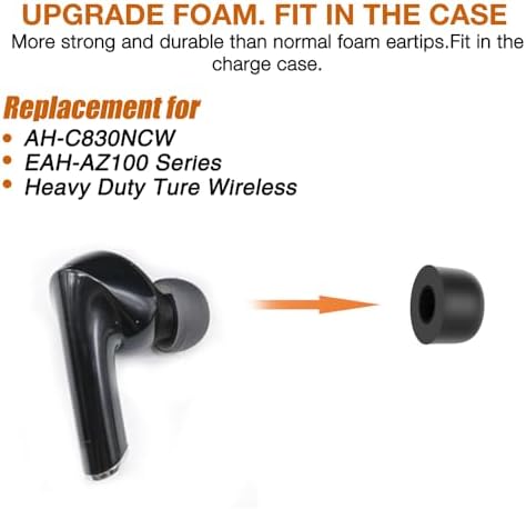 Ultimate Memory Foam Eartips for DEWALT & Technics Earbuds – Unmatched Comfort and Superior Noise Isolation Replacement Pads for Denon AH-C830 NCW – Essential Audiophile Accessory for Enhanced Sound Quality and Extended Listening Sessions