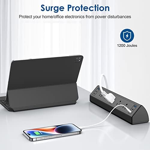 Ultimate Desk Clamp Power Strip with USB C Fast Charging, 40 W Surge Protector for Home and Office, 2 PD 20 W USB C Ports & 3 AC Outlets – Streamline Your Workspace with Enhanced Safety (ETL Listed)