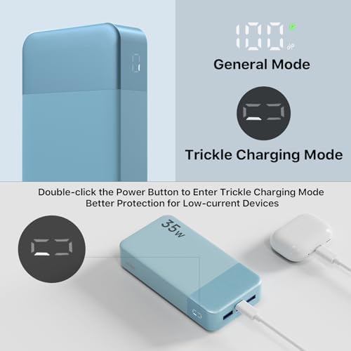 NOBIS 20000 m Ah Portable Power Bank – 35 W Fast Charging Battery Pack with USB-C Cable & Digital Display for Ultimate Device Compatibility – Stay Charged on the Go!