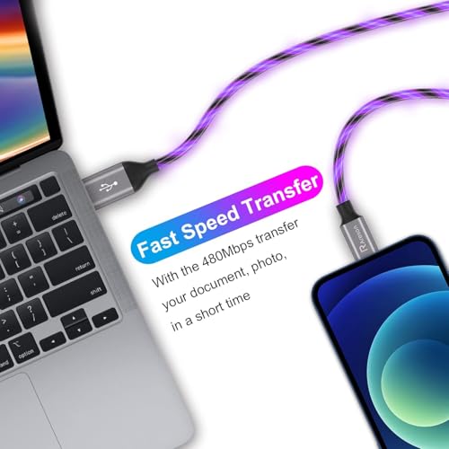Illuminate Your Charging Experience with the 6 FT Pink LED Lightning Cable – MFi Certified Fast Charging Cord for i Phone 13, 12, 11 Pro Max, XR, XS, X, 8 Plus, 7 Plus, 6 Plus, 5 s & i Pad – Stylish, Durable, and Conveniently Long for Enhanced Flexibility and Quick Power-Up