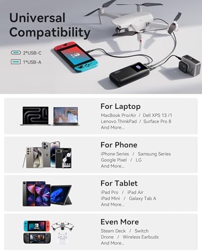 High-Capacity INIU Power Bank 25000 m Ah – 100 W Fast Charging Portable Charger for Laptops and Phones, Ideal Travel Companion for Students and Adventurers, Lightweight and Compact Design for Effortless Mobility, Perfect for Family Trips and Cruising