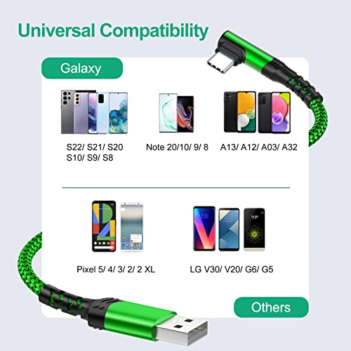 Ultimate 10 ft Type C Fast Charging Cable – 90-Degree USB to USB C Braided Cord (3-Pack) for i Phone 16/15 and Galaxy S Series – Enhanced Durability & Vibrant Colors for Seamless Charging Experience