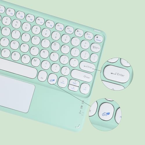 Ultra-Slim Pink Bluetooth Keyboard with Touchpad – Multi-Device Compatible Rechargeable Wireless Keyboard for i Pad, i Phone, Android, PC & Mac – Effortless Typing & Intuitive Navigation for On-the-Go Professionals and Students